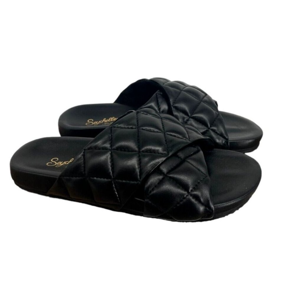 Seychelles Wide Awake Women's Sandal- Black Leather- Size 6